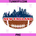 New England Football Skyline Design PNG, Vintage City Sports Ball PNG