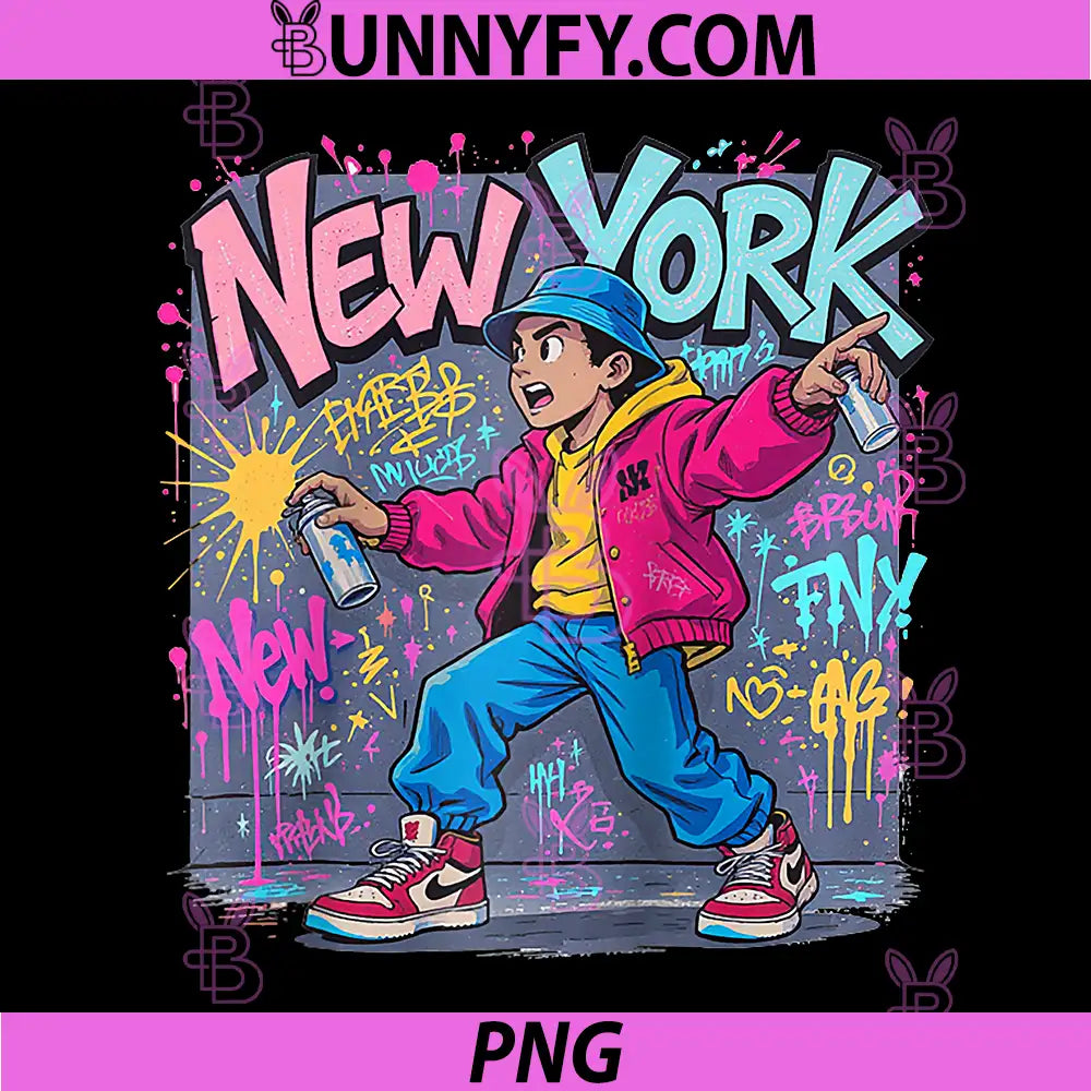New York Graffiti PNG, NYC Wall Retro 80s Style Raglan PNG
