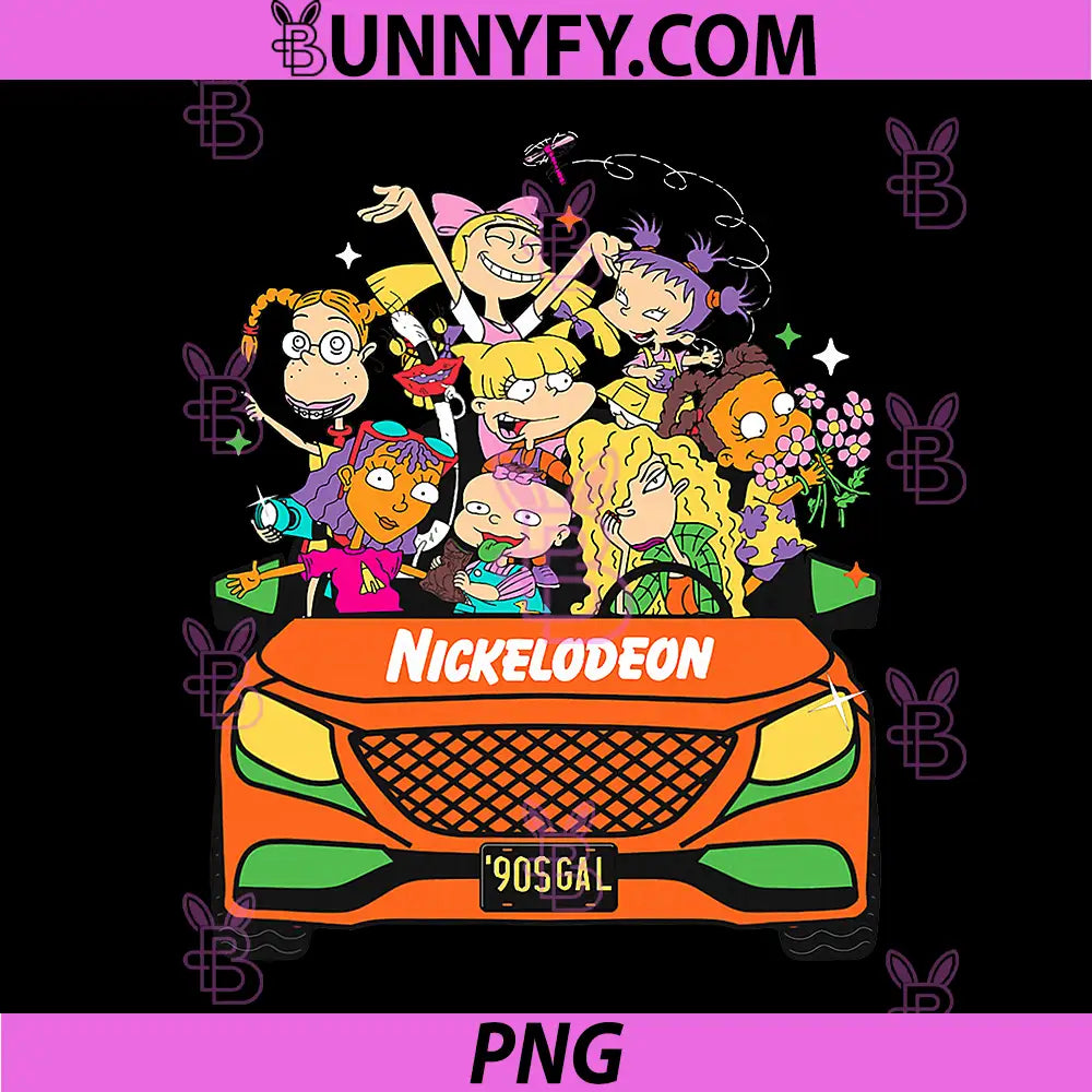 Nickelodeon Girls Road PNG, Trip Car Full Of 90s Cartoon Icons PNG