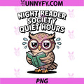 Night Reader Society PNG, Owl Book Lover PNG