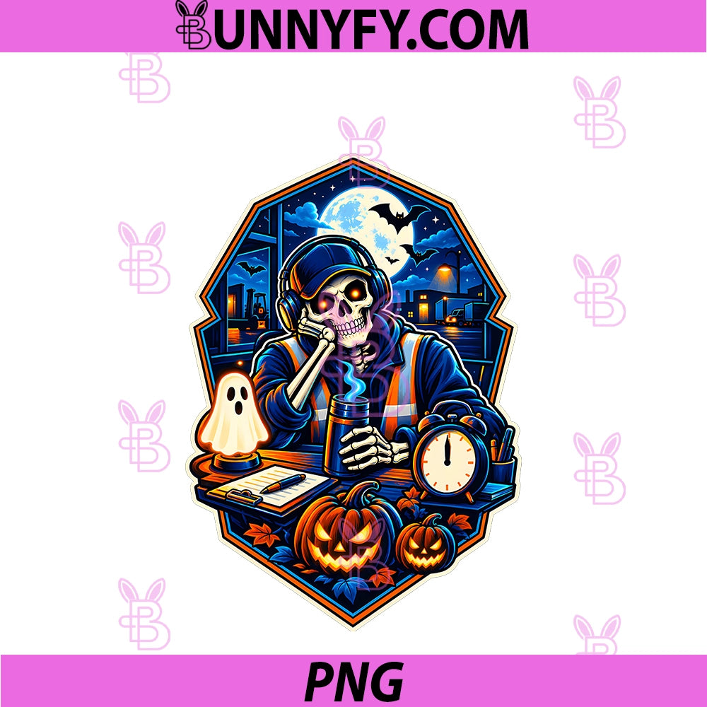 Night Shift Skeleton Trucker PNG, Halloween PNG
