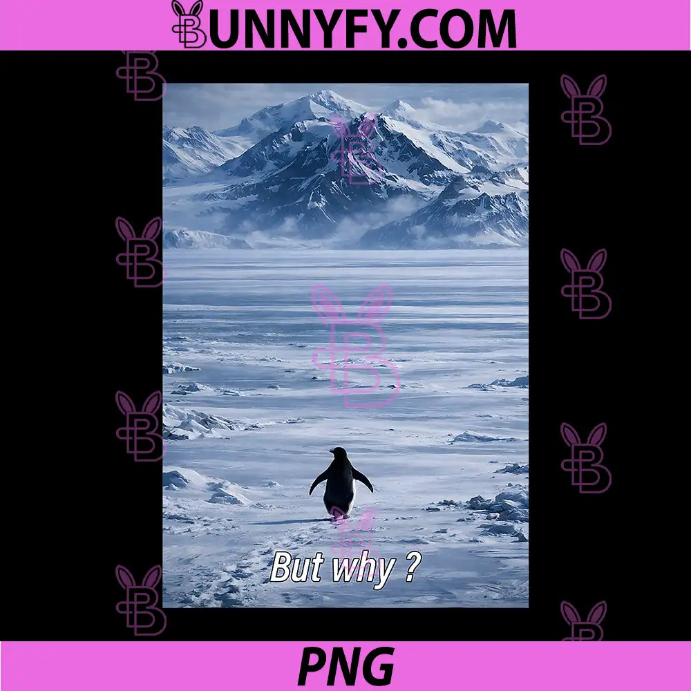 Nihilist Penguin PNG, Trendy Penguin Mountains PNG