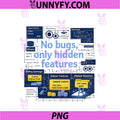 No Bugs Only Hidden Features PNG, Blueprint IT Humor PNG