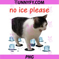 No Ice Please Cat Meme On Ice PNG, Funny Cat With Ice Cubes PNG