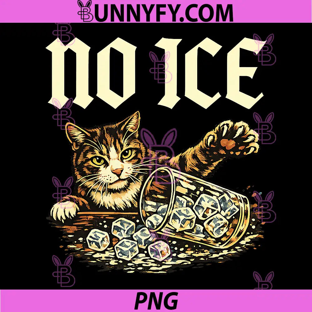 No Ice Please PNG, Funny Cat Vintage PNG