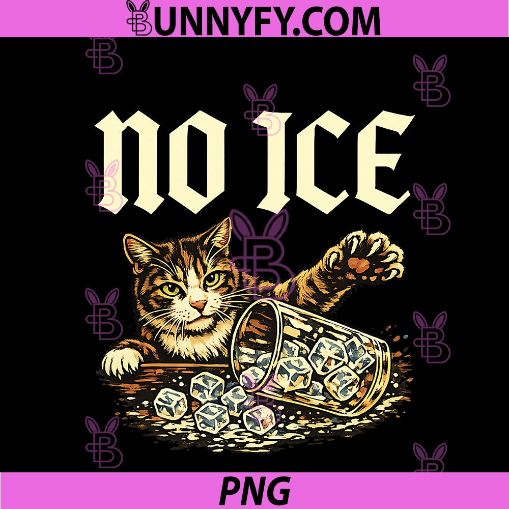 No Ice Please PNG, Funny Cat Vintage PNG