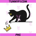 No Kings PNG, Black Cat Kicking Crown PNG