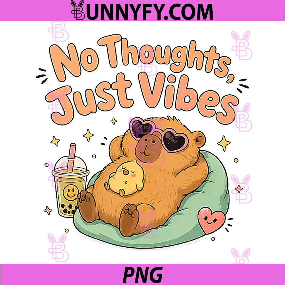 No Thoughts PNG, Just Vibes PNG