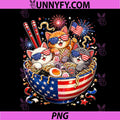 Noodle Cats Ramen American Flag PNG, USA Funny 4th of July Fourth PNG