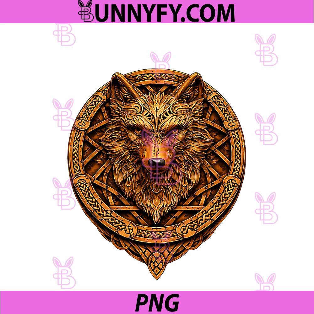 Nordic Wolf Emblem PNG, Celtic Knot Viking PNG
