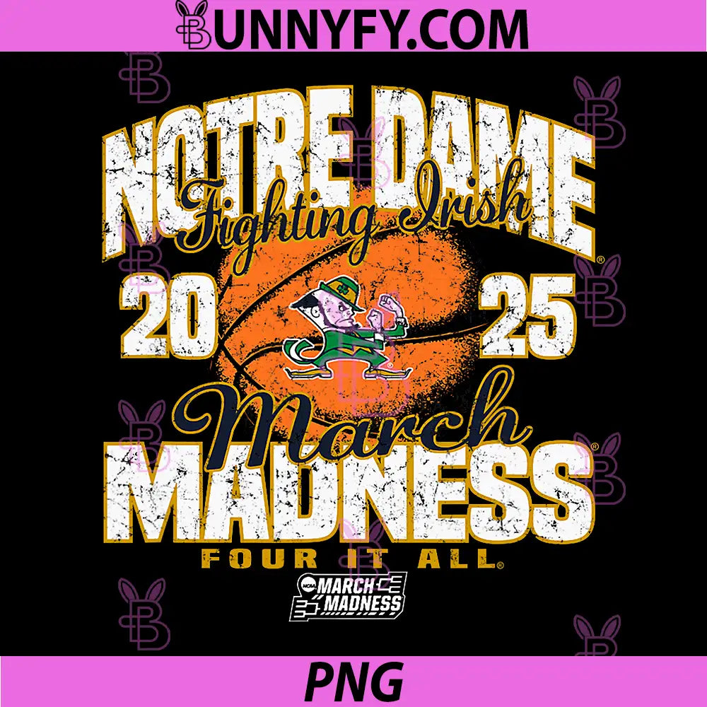 Notre Dame Fighting Irish March Madness PNG, 2025 W Bball Retro PNG