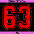 Number 63 Red PNG, Sports Team Style PNG