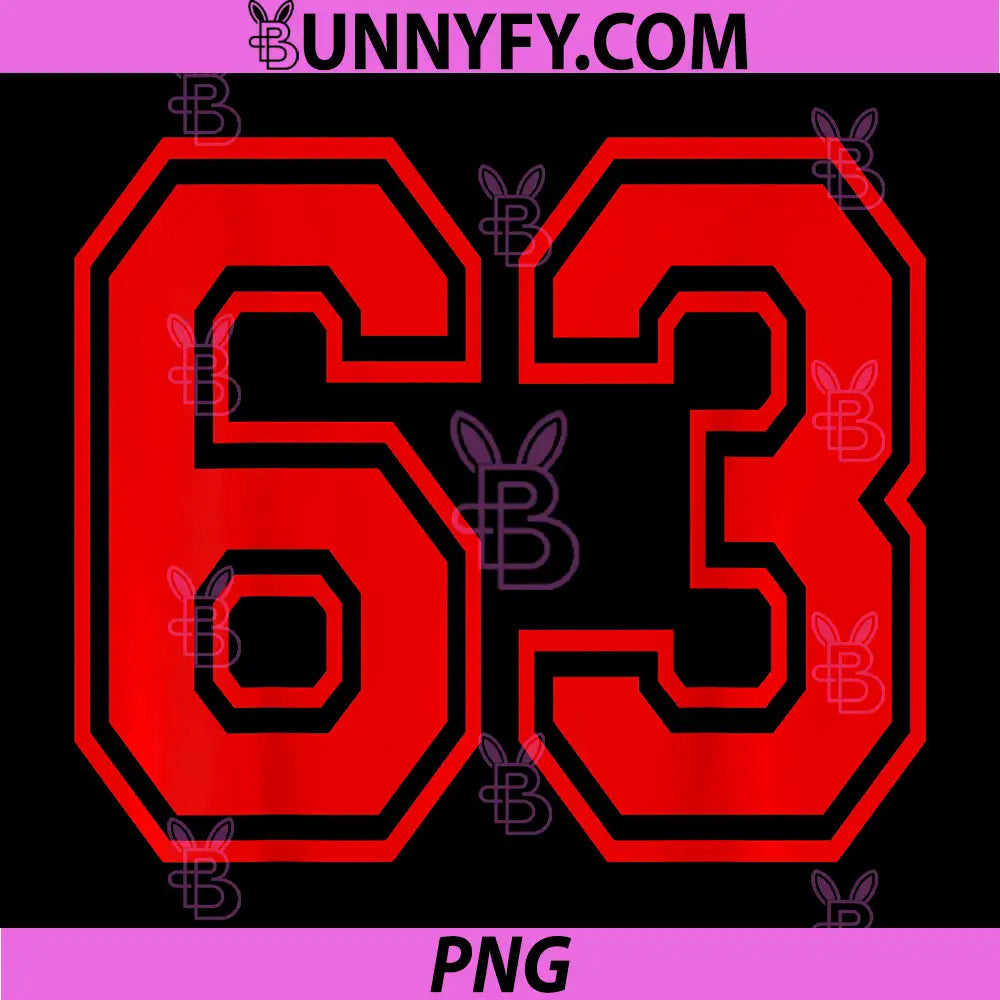 Number 63 Red PNG, Sports Team Style PNG