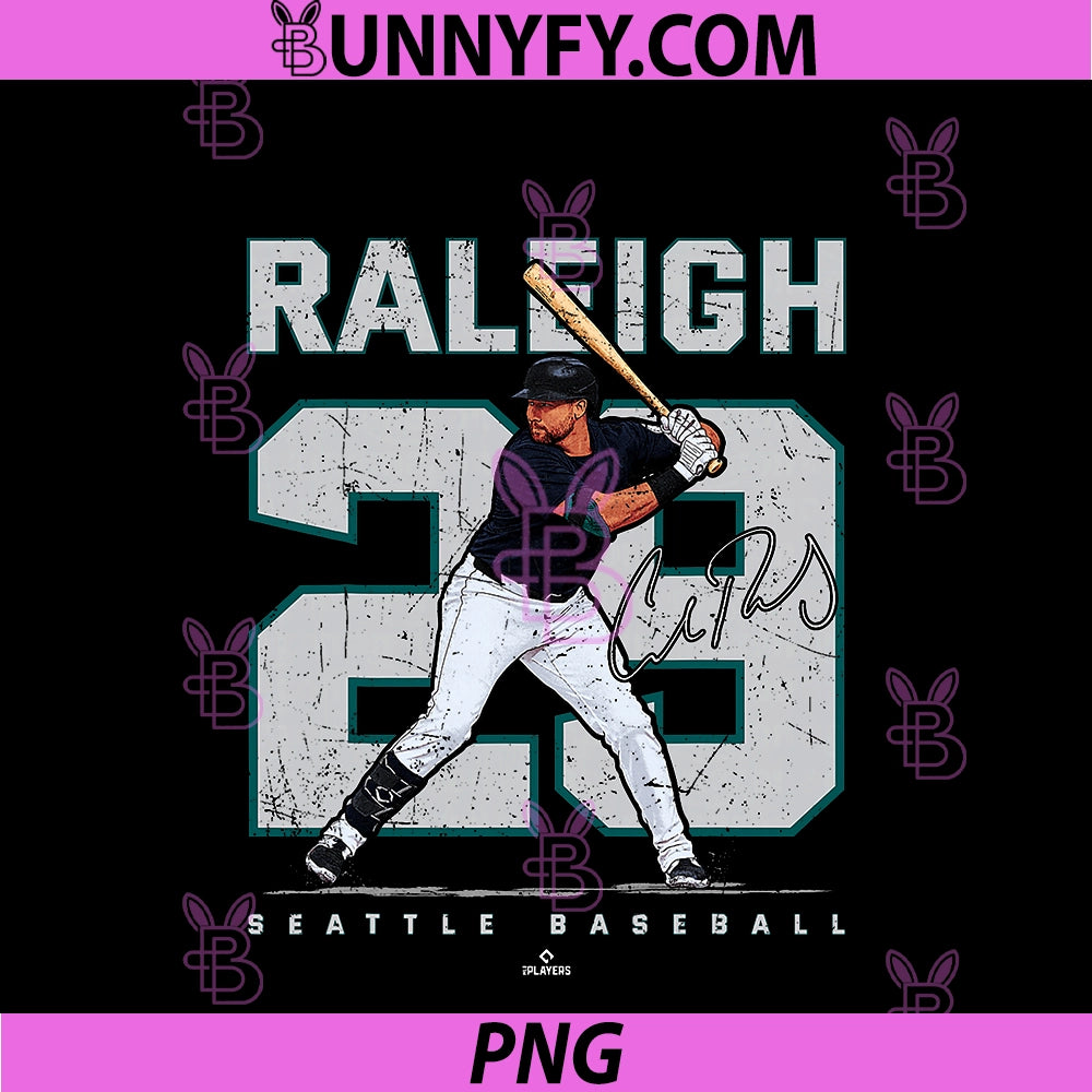 Number And Portrait Cal Raleigh PNG, Seattle Baseball MLBPA PNG