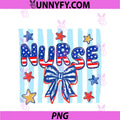 Nurse Bow Stethoscope USA Flag PNG, Patriotic 4th Of July PNG