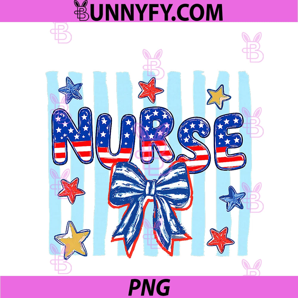 Nurse Bow Stethoscope USA Flag PNG, Patriotic 4th Of July PNG