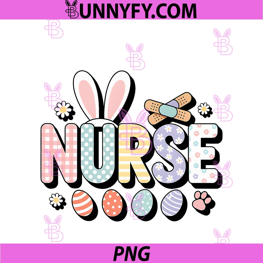 Nurse Bunny Ear Band-Aids Easter Egg PNG, Registered RN Rabbit PNG