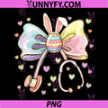 Nurse Easter Bunny Coquette Bow PNG, Scrub Top Rabbit Egg Design PNG