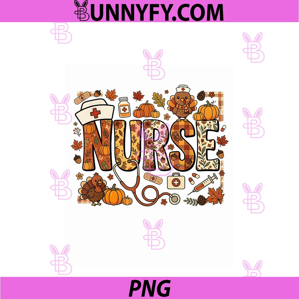 Nurse Thanksgiving Stethoscope Fall PNG, Autumn Turkey Nursing PNG