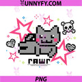 Pixel Cat Meme Retro 8Bit Art PNG, Cute Gaming Kitty Star Style PNG