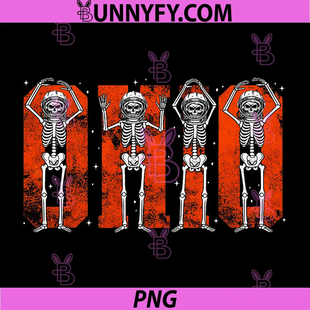 O-H-I-O Skeleton Astronaut in Artemis PNG, Back to The Moon PNG