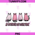 October We Wear Pink Cat Ghosts Cute PNG, Breast Cancer Awareness PNG