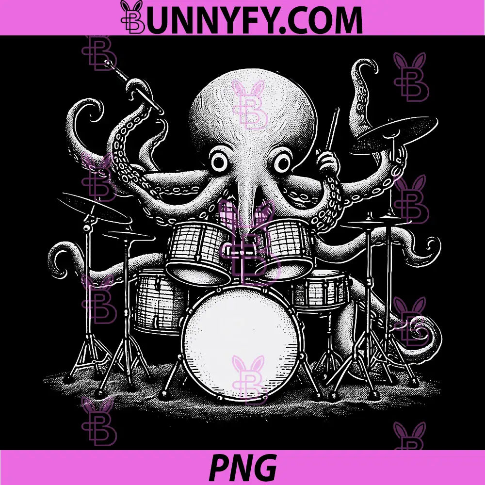 Octopus Drummer Marine PNG, Animal Musician Art PNG 