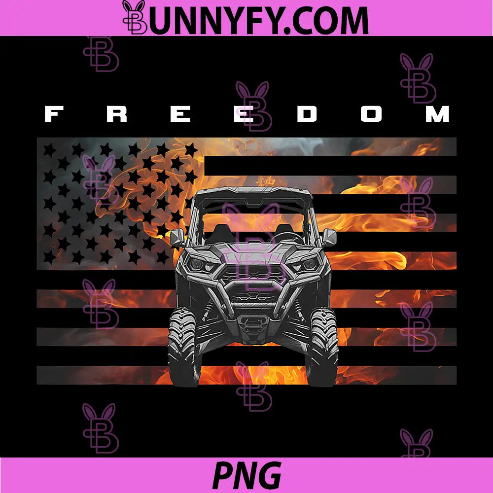Freedom Off Road ATV American Flag Fire Design PNG, Quad Rider Graphic PNG