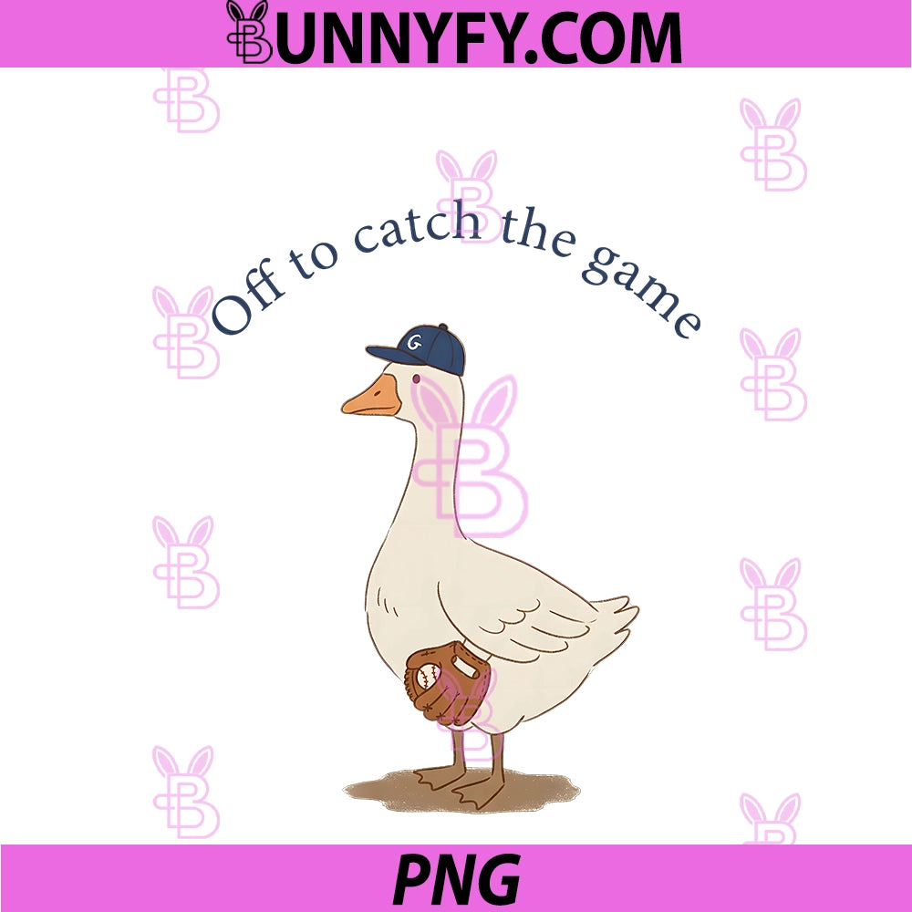 Off To Catch the Game Cute PNG, Goose Baseball Catcher Fan PNG