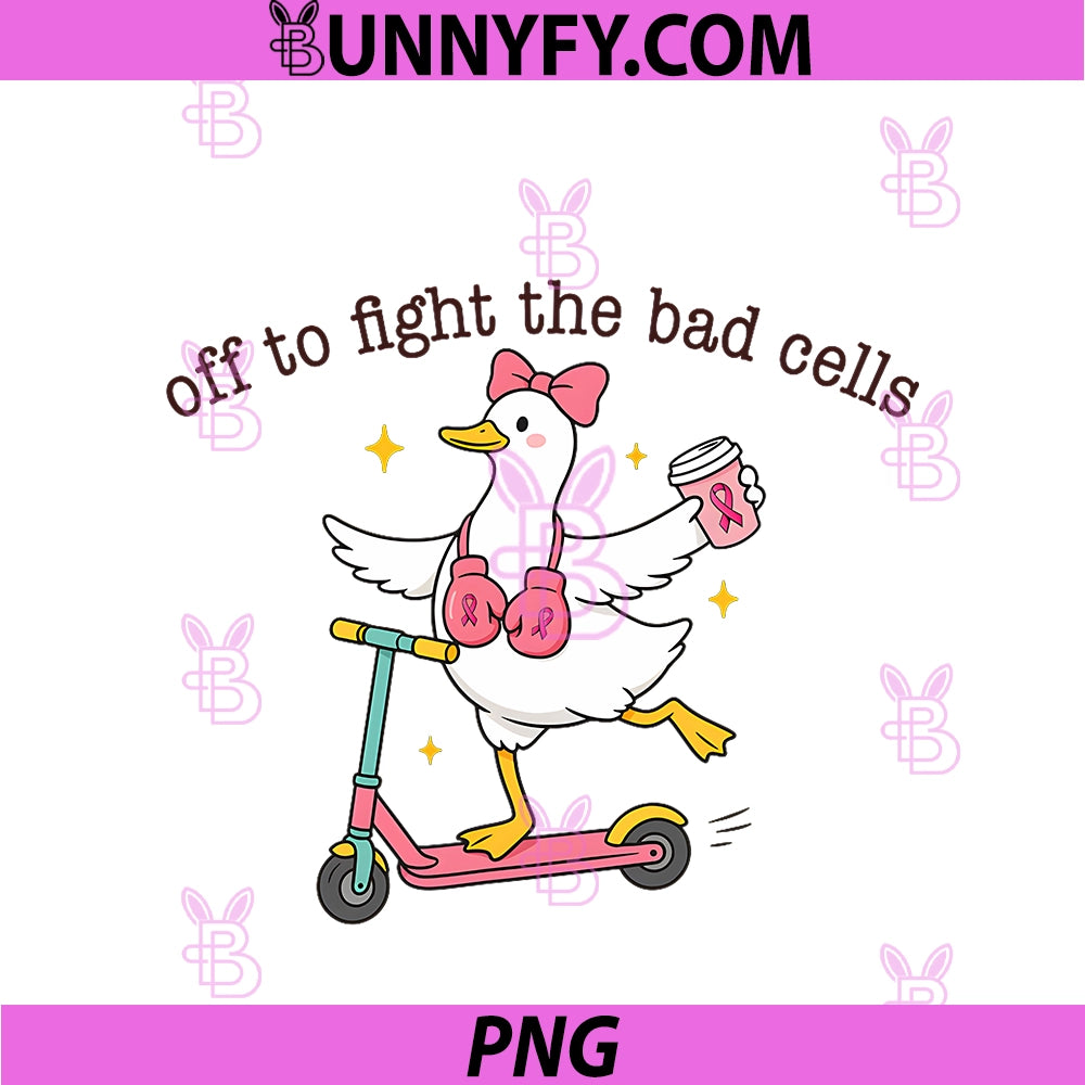 Off To Fight The Bad Cells PNG, Pink Ribbon Goose Breast Cancer PNG