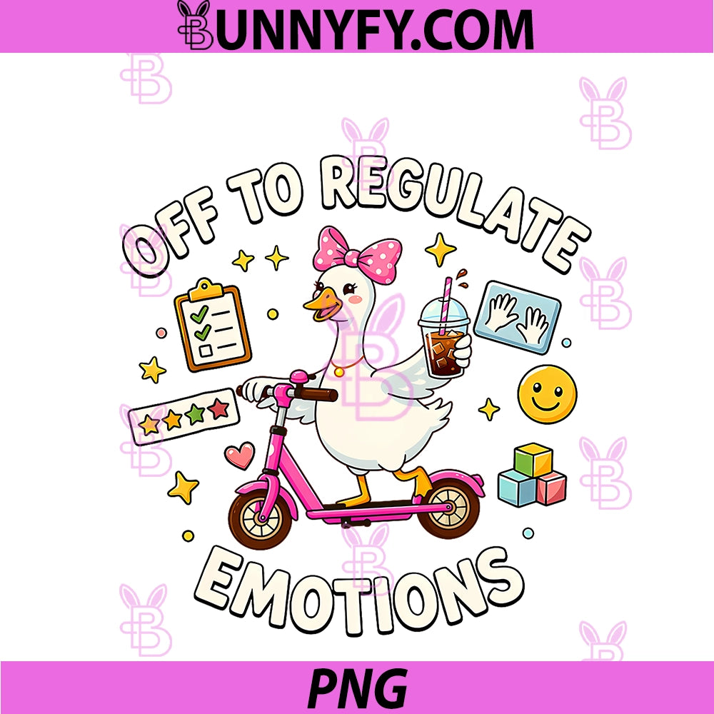 Off To Regulate Emotions Mental Health PNG, Funny Goose Scooter PNG