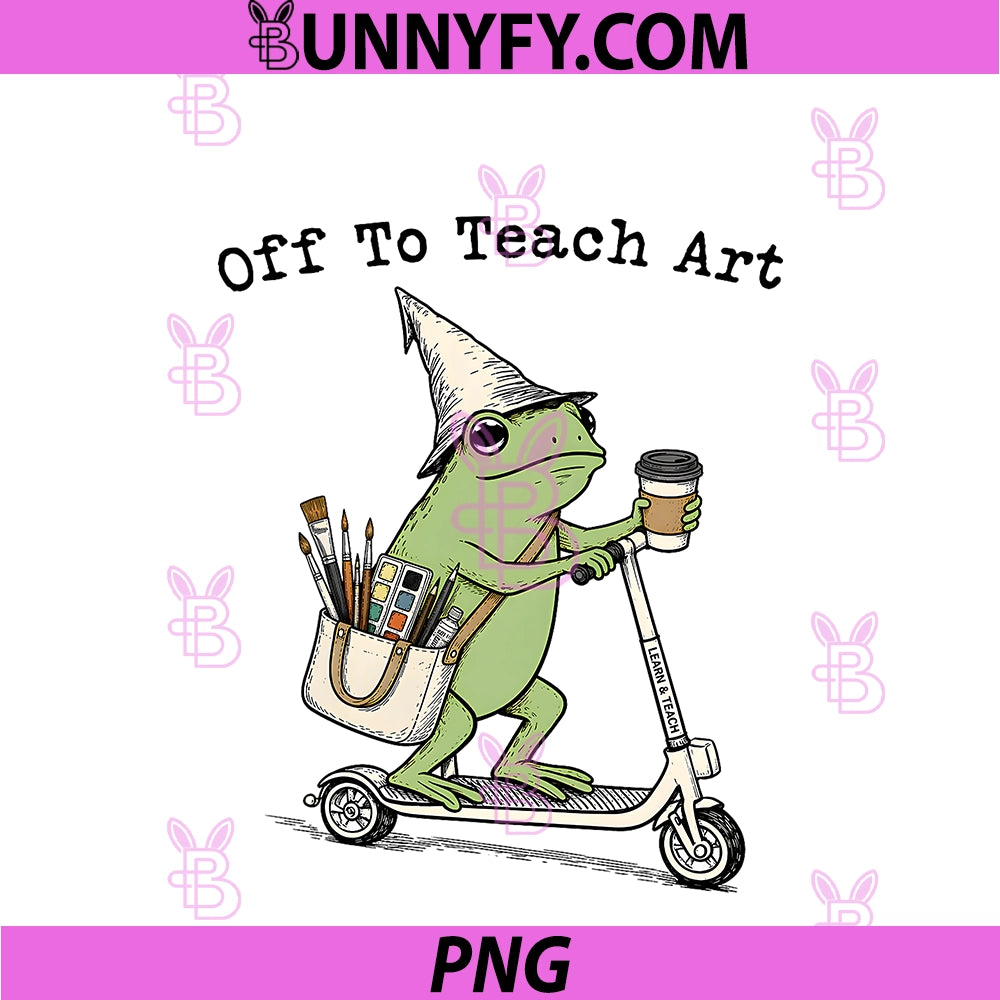 Off To Teach Art Teacher Frog PNG, Funny Back To School Drawing PNG