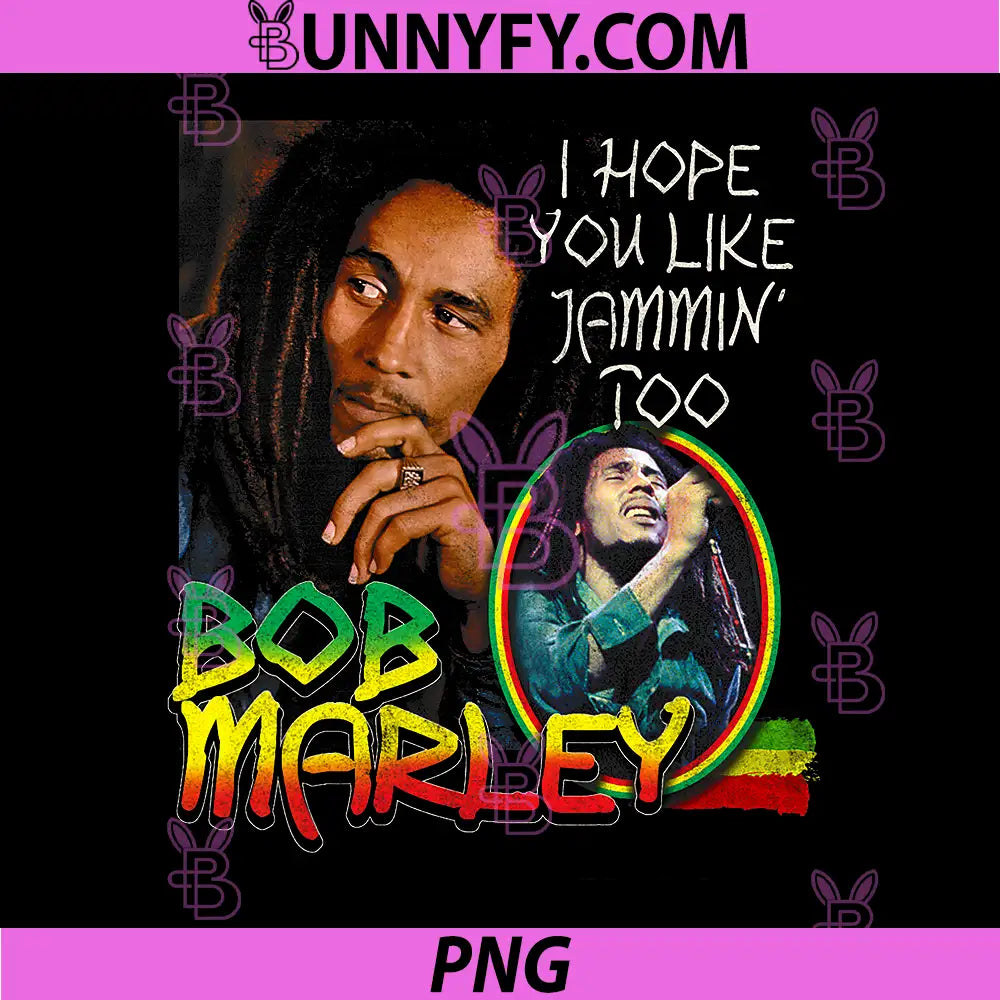 Bob Marley Jammin Quote Portrait PNG, Reggae Legend Music Art PNG