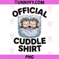 Official Cuddle Shirt PNG, Cute Sleepy Monkey Couple PNG