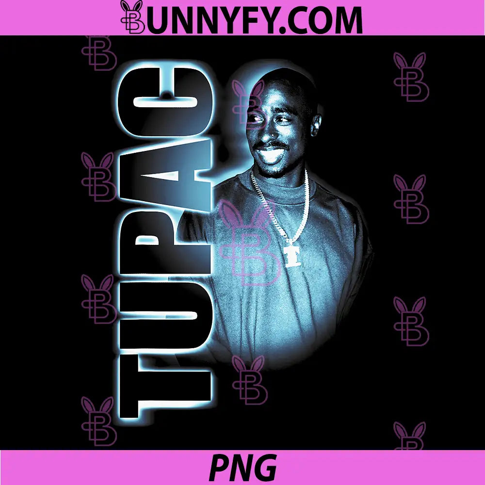 Tupac Shakur Glowing Portrait PNG, Classic Hip Hop Legend PNG