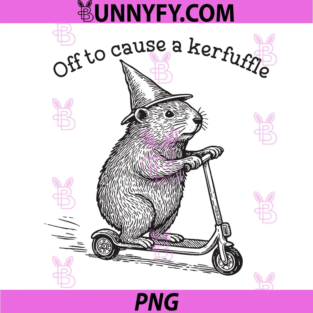 Off to Cause A Kerfuffle PNG, Funny Groundhog Scooter Sarcastic PNG