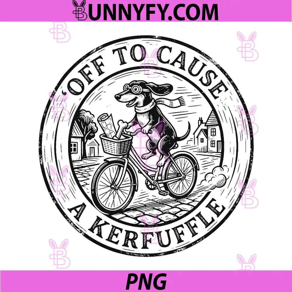 Off to Cause a Kerfuffle PNG, Funny Dachshund on Bike PNG