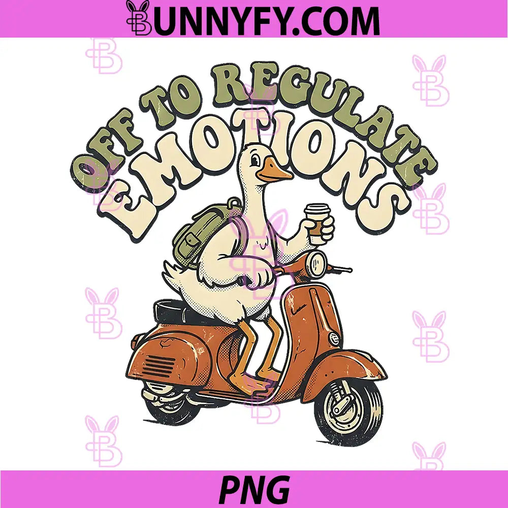 Off to Regulate Emotions PNG, Funny Goose Scooter PNG