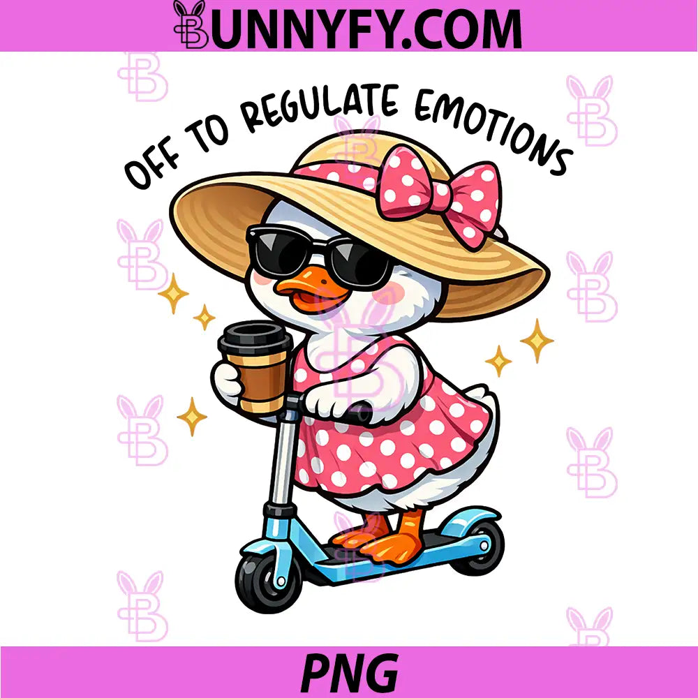 Off to Regulate Emotions PNG, Goose with Coffee Mental Health PNG