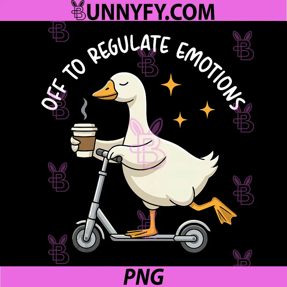 Off to Regulate Emotions PNG, Goose with Coffee Mental Health PNG