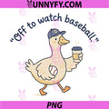 Off to Watch Baseball PNG, Funny Goose with Coffee PNG