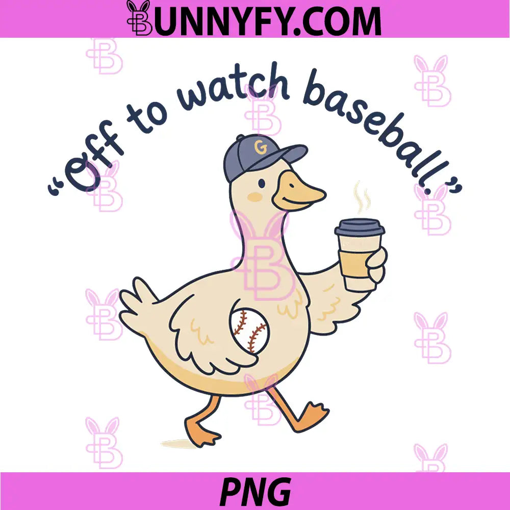 Off to Watch Baseball PNG, Funny Goose with Coffee PNG