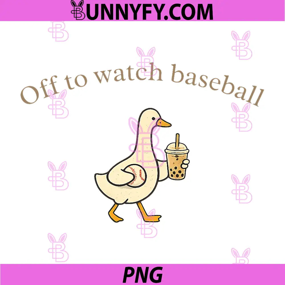 Off to Watch Baseball PNG, Silly Goose Drinking Boba Tea PNG
