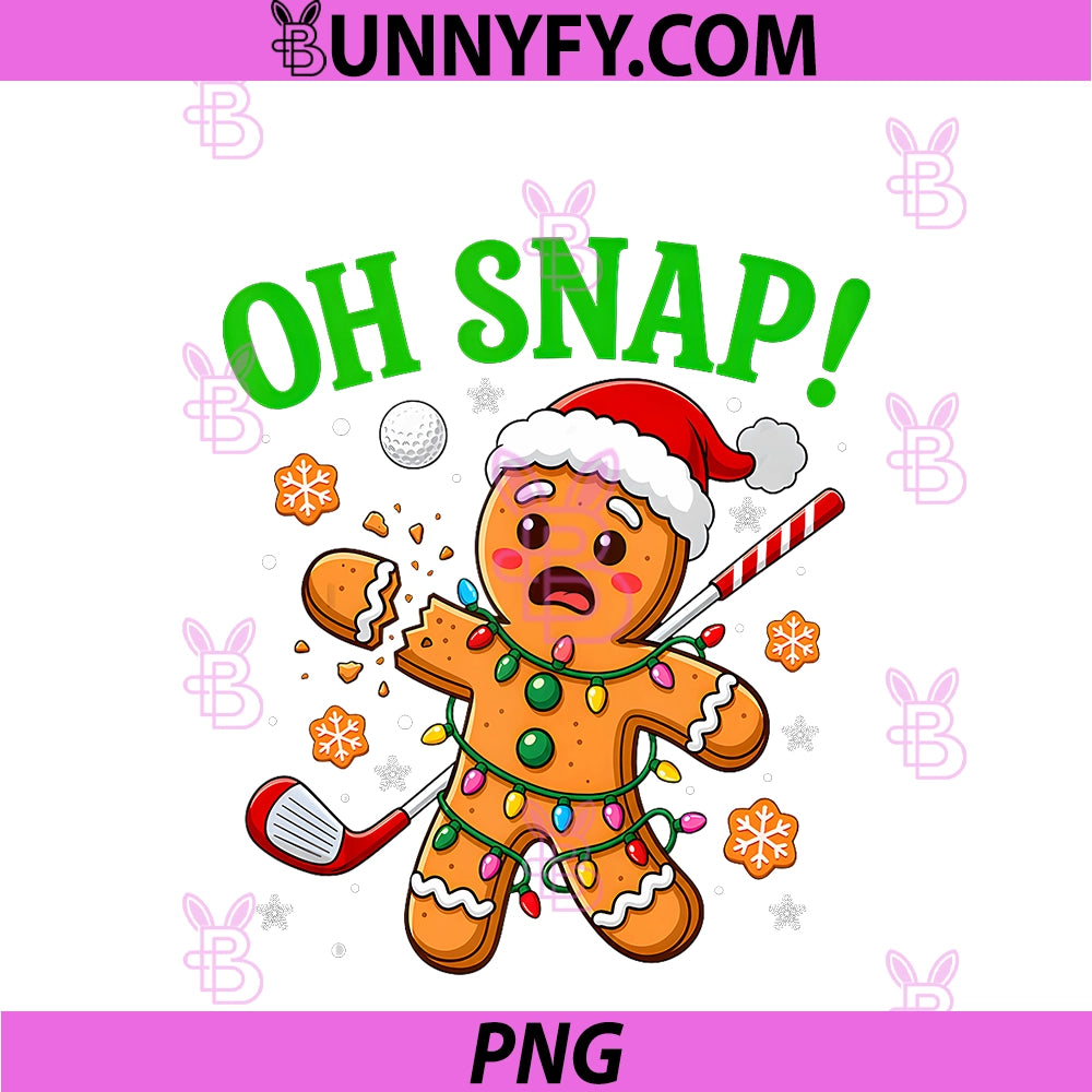 Oh Snap PNG, Funny Golf Golfer Christmas Gingerbread PNG