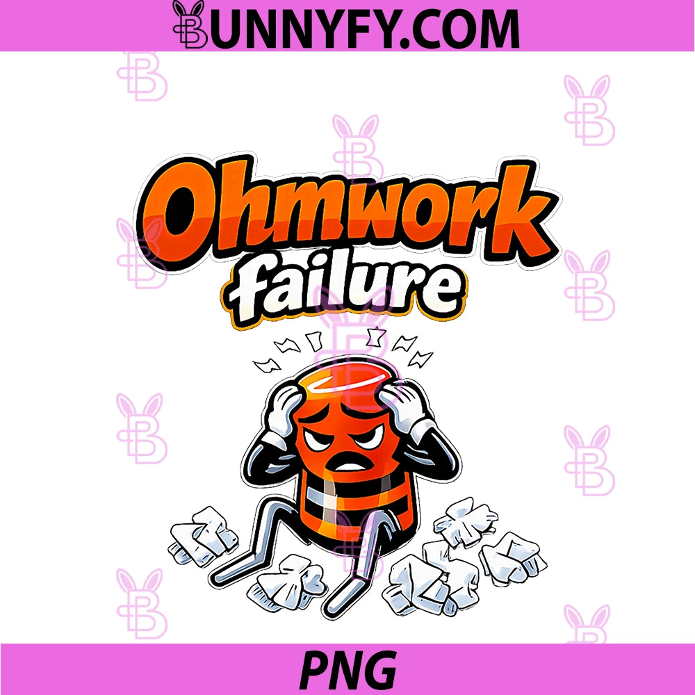 Ohmwork Failure PNG, Electrician Humor Resistor Cartoon PNG