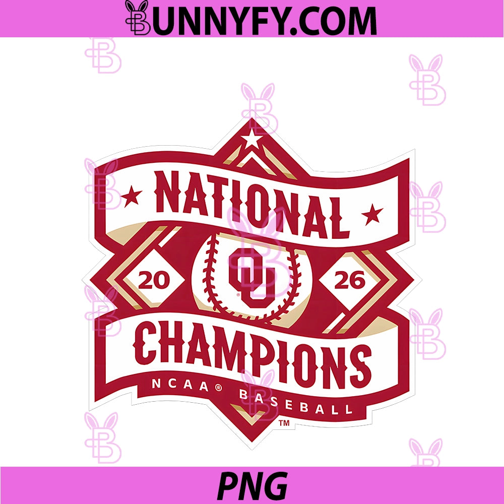 Oklahoma Sooners National Champs 2026 PNG, Baseball CWS Logo PNG