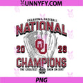 Oklahoma Sooners National Champs 2026 PNG, Baseball CWS White PNG