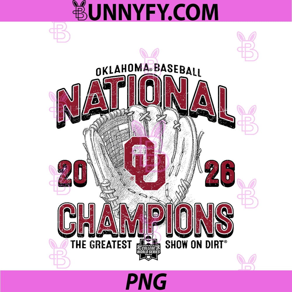 Oklahoma Sooners National Champs 2026 PNG, Baseball CWS White PNG