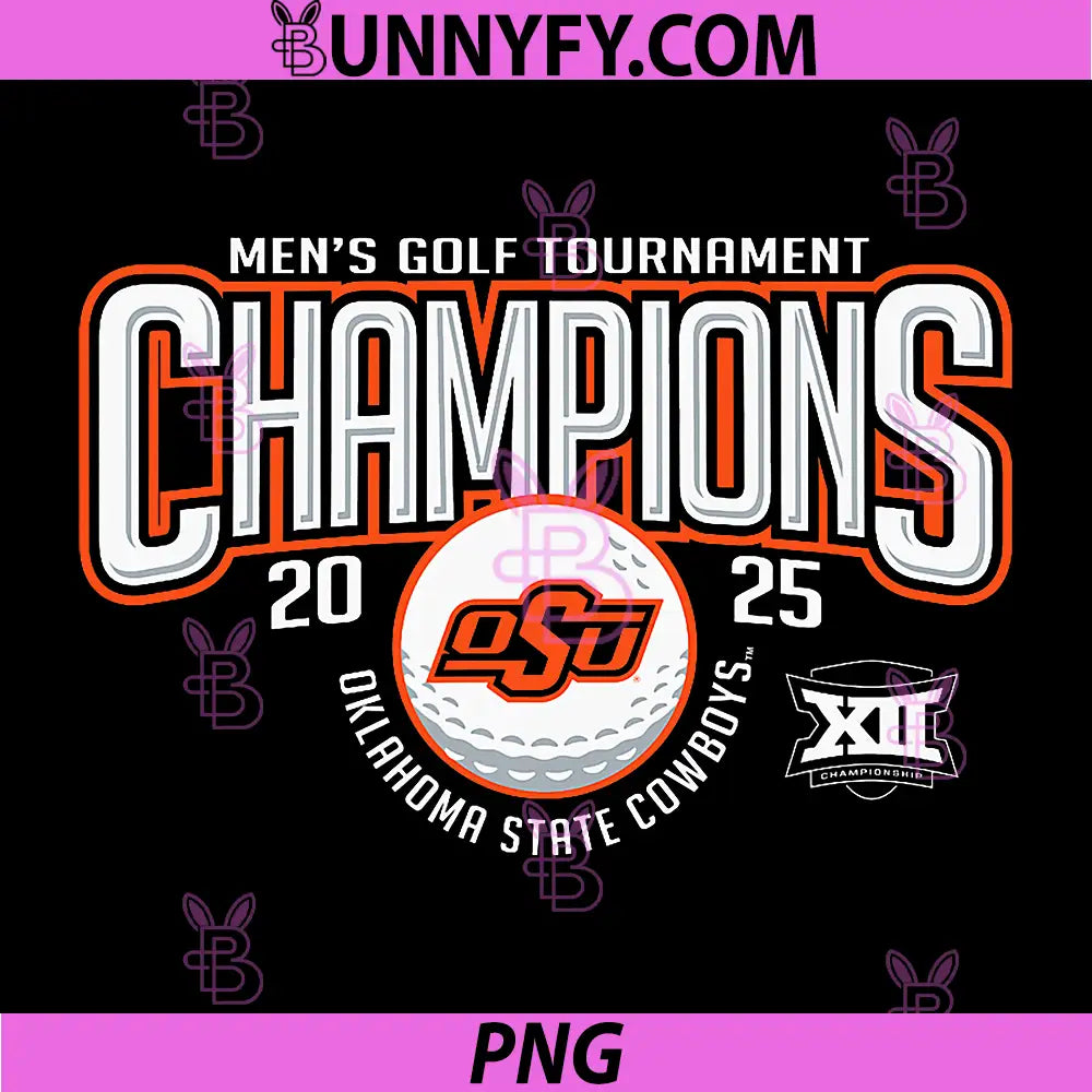 Oklahoma State Cowboys Men's PNG, Golf Big 12 Champs 2025 Black PNG