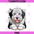Old English Sheepdog Dog PNG, Peeking Art Design PNG